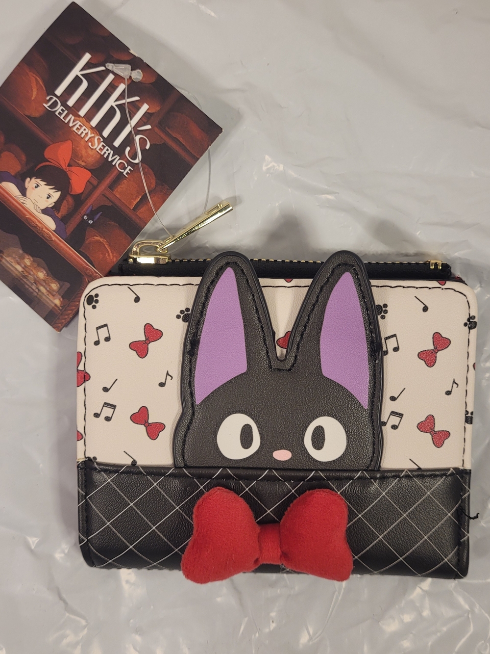 Her Universe Kids Wallet with Black Bunny, Purple Ears & Red Bow